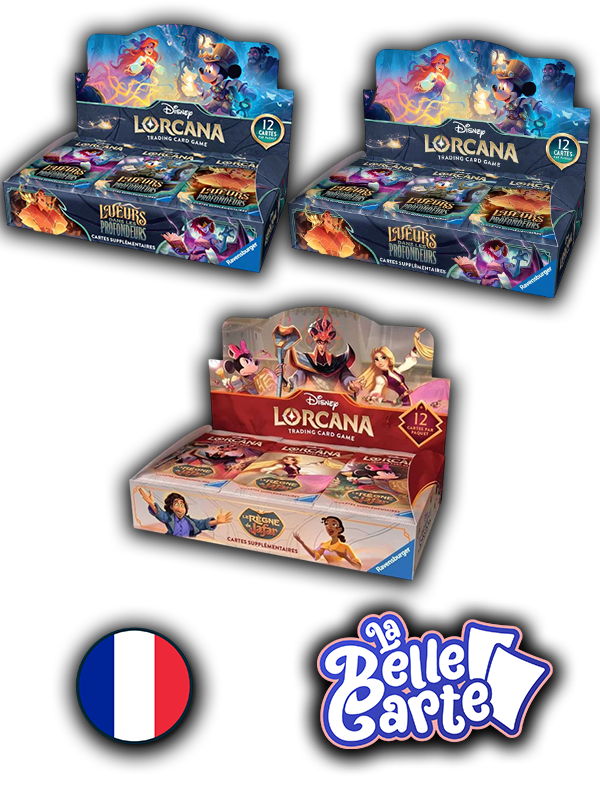 [PRÉCOMMANDE] Lorcana | Lot de 3 Boîtes de Boosters  – 2x Lueurs des Profondeurs + 1× Le Règne de Jafar - FR