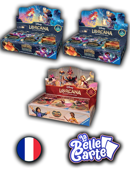 [PRÉCOMMANDE] Lorcana | Lot de 3 Boîtes de Boosters  – 2x Lueurs des Profondeurs + 1× Le Règne de Jafar - FR